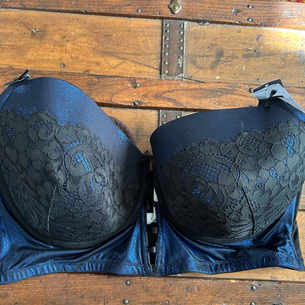Elegant Lace and Glitter Bra - Gray